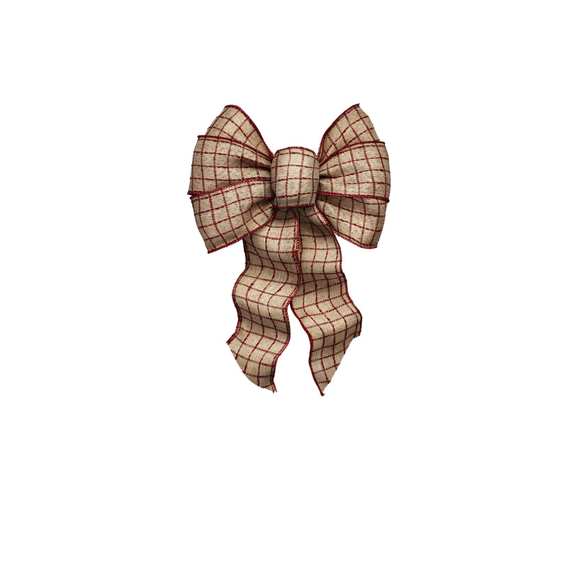 Holiday Trims Assorted 7 Loop Plaid Christmas Bow 8.5 in., Pack of 12