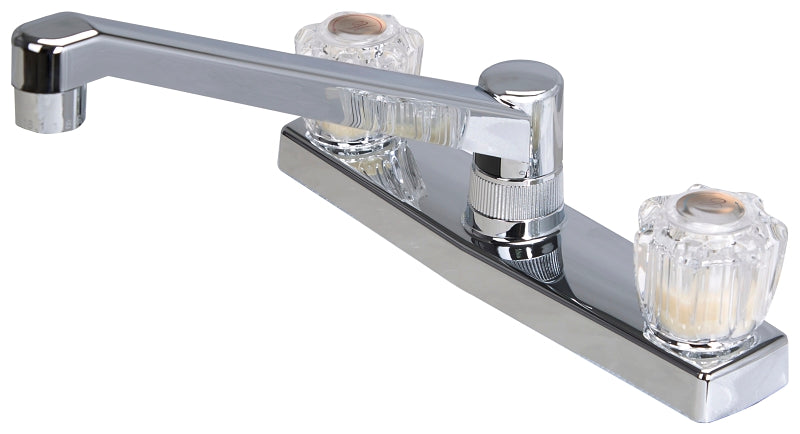 Boston Harbor PF8201A Kitchen Faucet, 1.8 gpm, 2-Faucet Hole, Plastic, Chrome Plated, Deck Mounting, Round Handle