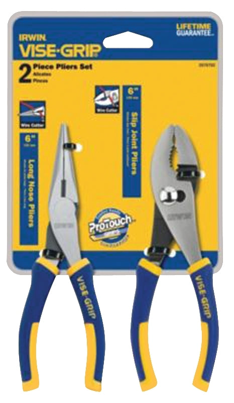 Irwin 2078702 Plier Set, Includes: (1) 6 in Slip Joint Pliers and (1) 6 in Traditional Pliers, Nickel Chromium Steel