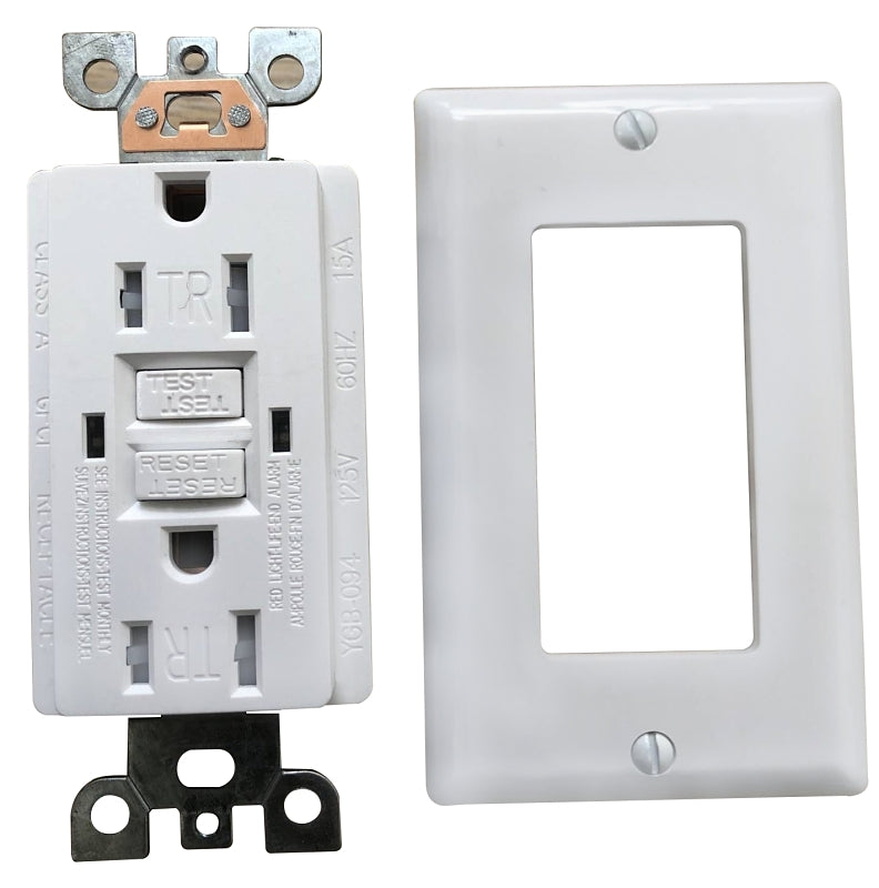 Genmax TR15WST GFCI Tamper Resistant Self-Test Receptacle, 15 A, White