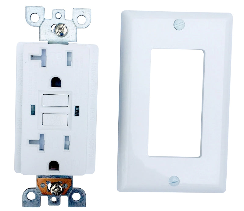 Genmax TRWR20WST GFCI Duplex Wall Receptacle, 20 A, White