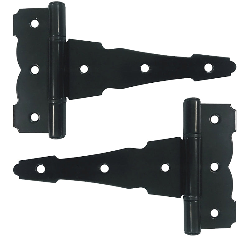 Nuvo Iron HDTH6BLK/B Heavy-Duty Tee Hinge, Galvanized Steel, Black, Powder-Coated Satin, Screw
