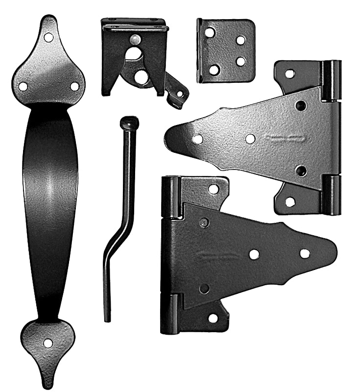 Nuvo Iron WGCKH/B Gate Combo Kit, Galvanized Steel, Black, Powder-Coated Satin