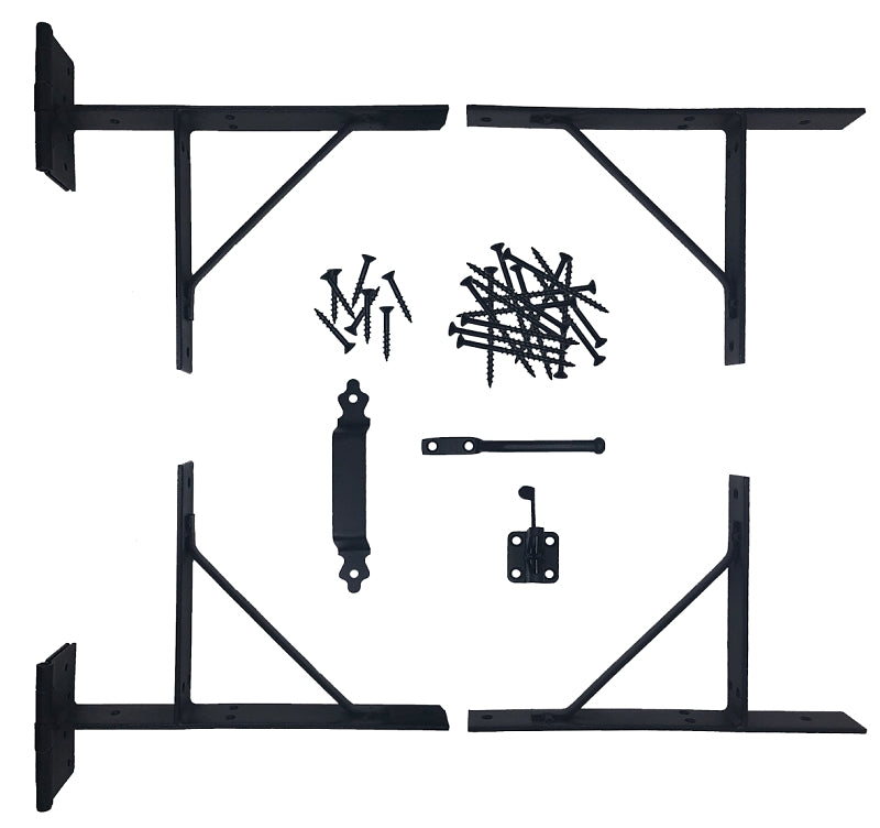 Nuvo Iron HGCBHK01 Gate Corner Frame Brace Kit, Heavy-Duty, Steel, Black, Galvanized /Powder-Coated, 6-Piece
