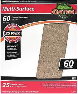 Gator 3266 Sanding Sheet, 11 in L, 9 in W, Coarse, 60 Grit, Aluminum Oxide Abrasive