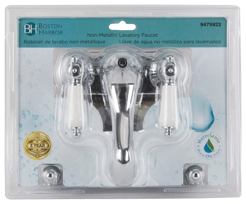 Boston Harbor PF4232 Lavatory Faucet, 1.5 gpm, 2-Handle, ABS, Chrome Plated, Lever Handle