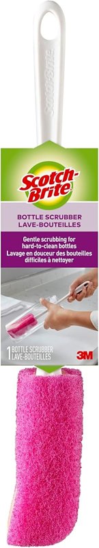 Scotch-Brite 507 Bottle Scrubber, 11.938 in OAL, Comfort-Grip Handle, Plastic Handle