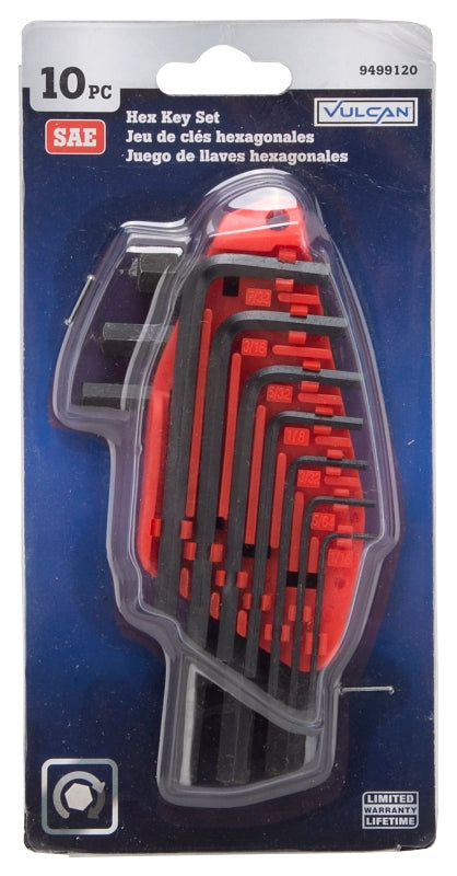Vulcan TW-050-04 Short Arm Hex Key Set, 10-Piece, Black