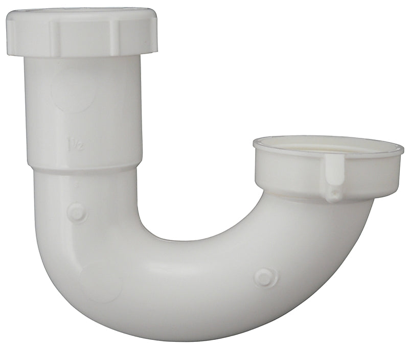 Plumb Pak PP66-2W J-Bend, 1-1/2 x 1-1/2, 1-1/2 x 1-1/4 in, Slip-Joint, Plastic, White
