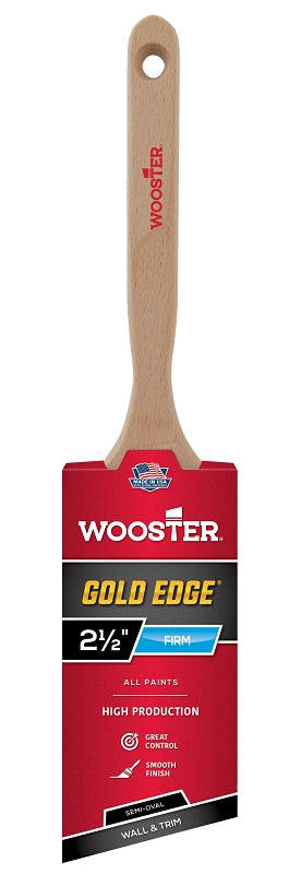 Wooster Gold Edge 5236-2-1/2 Paint Brush, 2-1/2 in W, 2-15/16 in L Bristle, Polyester Bristle
