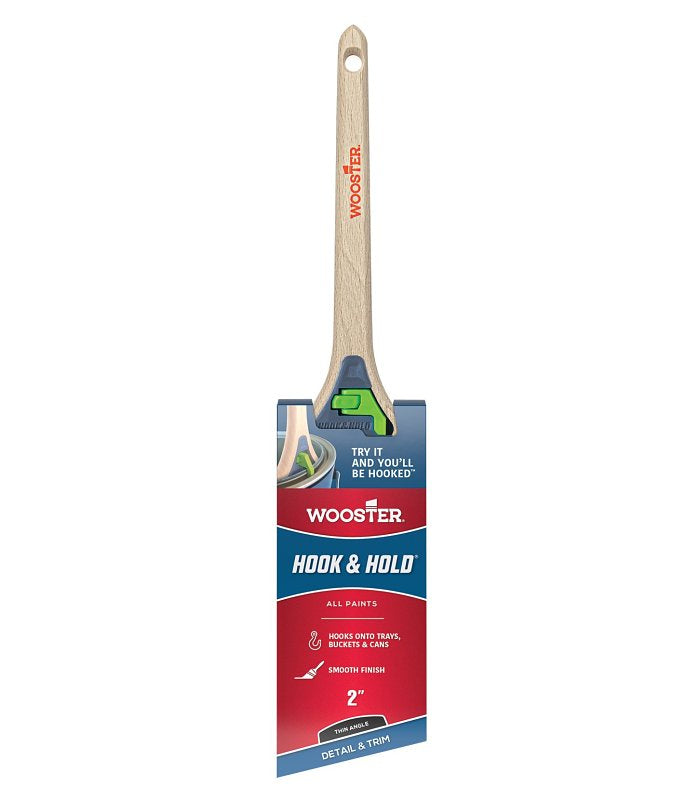 Wooster Hook & Hold 5300-2 Trim Paint Brush, 2 in W, Thin Angle, Soft Brush, 2-3/8 in L Bristle, Polyester Blend Bristle