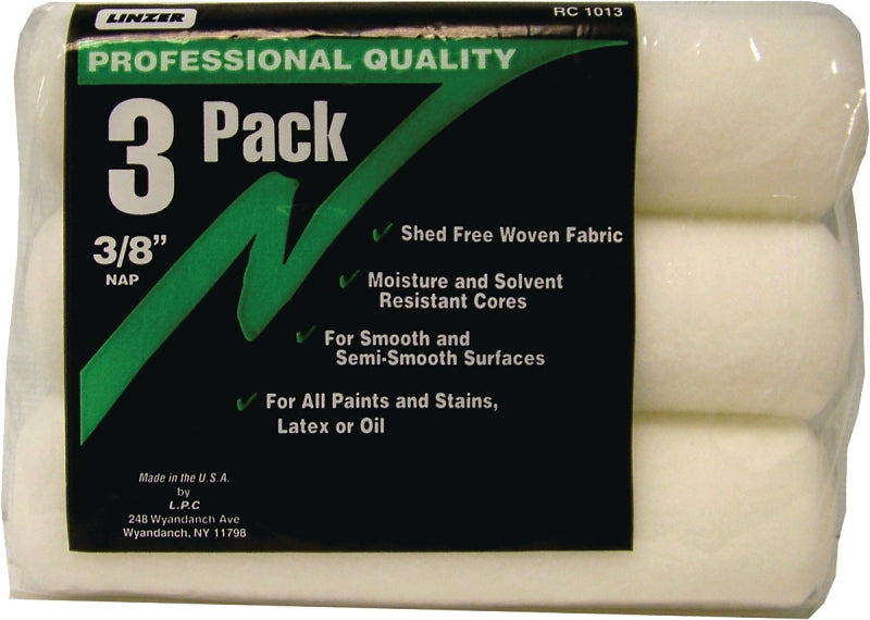 Linzer RC1013 Roller Cover, 3/8 in Thick Nap, 9 in L, Fabric Cover, Pack of 24