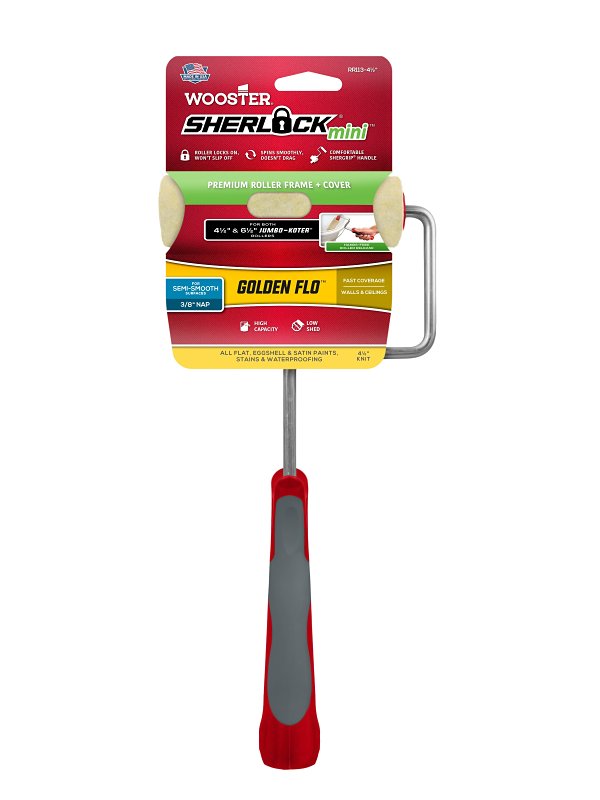 Wooster Jumbo-Koter Golden Flo RR115-4 1/2 Frame and Cover, 3/8 in Nap, Fabric Cover, Sher-Grip Handle