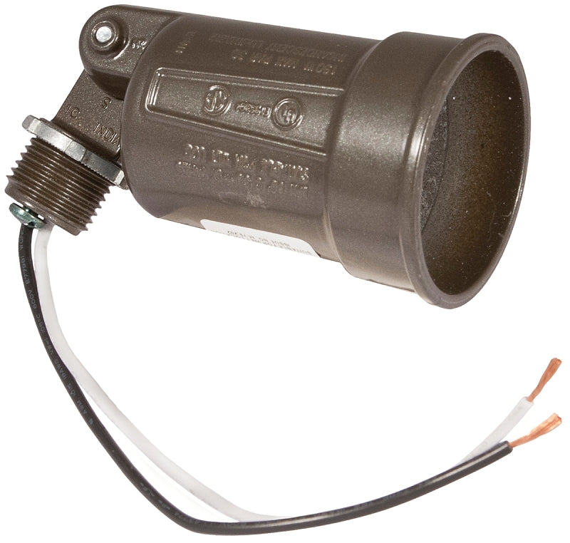 Hubbell 5606-7 Lamp Holder, Adjustable, Weatherproof, 5 in L x 2.094 in W x 2.094 in H Dimensions, 120 V, Bronze