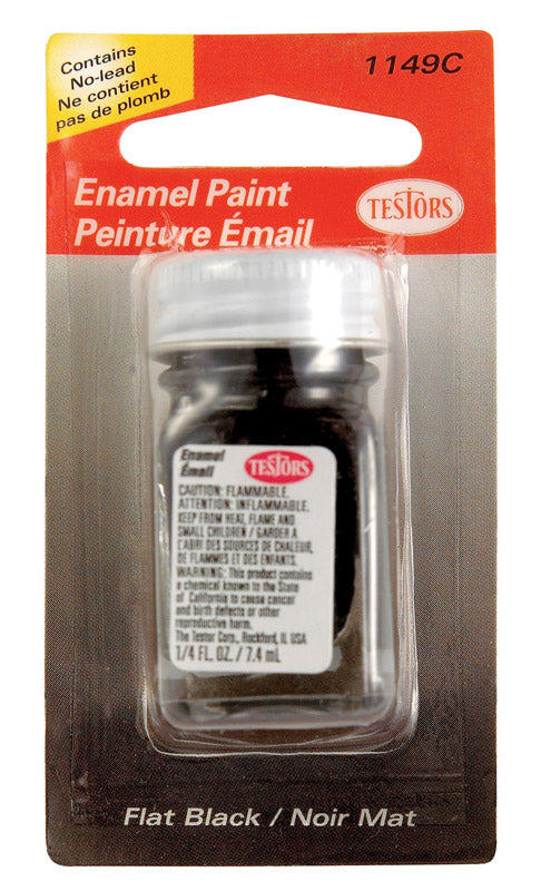Testors Flat Black Hobby Paint 0.25 oz, Pack of 6