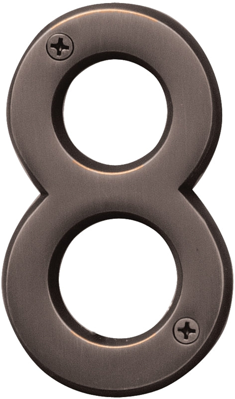 Hy-Ko BR-42OWB, Prestige Series BR-42OWB/8 House Number, Character: 8, 4 in H Character, Solid Brass, Pack of 3