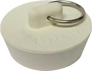 Plumb Pak Duo Fit Series PP820-39 Drain Stopper, Rubber, White, For: 1-3/8 in to 1-1/2 In-Sink, Pack of 6
