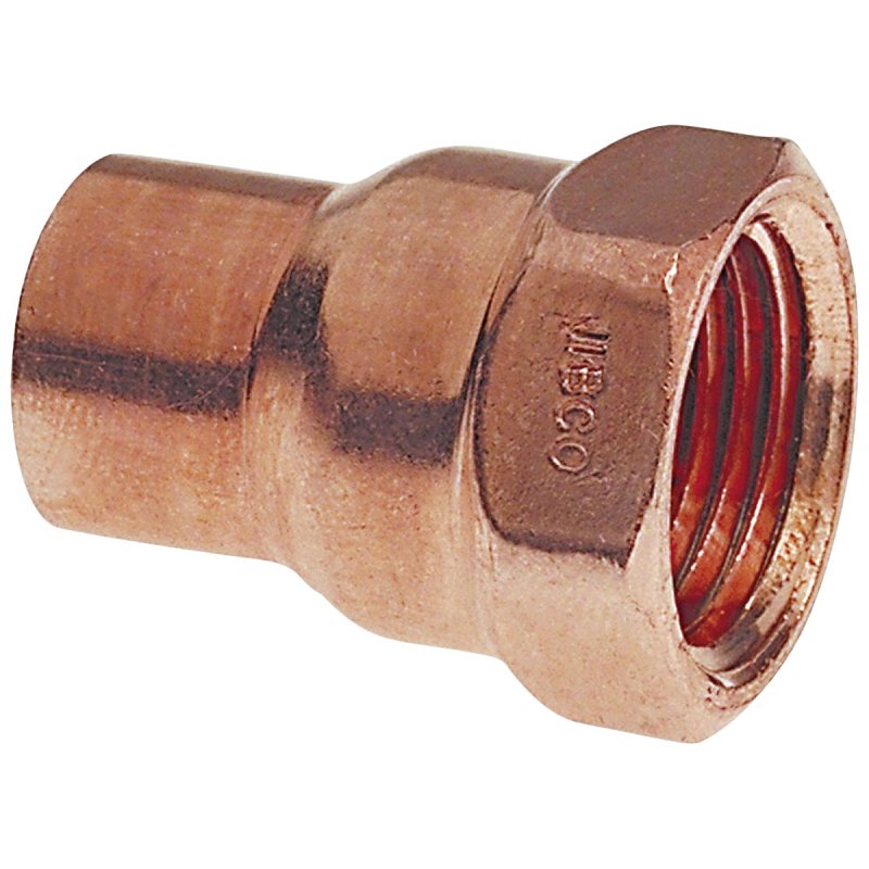 Nibco 603 Series W01110T Reducing Pipe Adapter, 1 x 3/4 in, Sweat x FPT, Copper, 494 psi Pressure