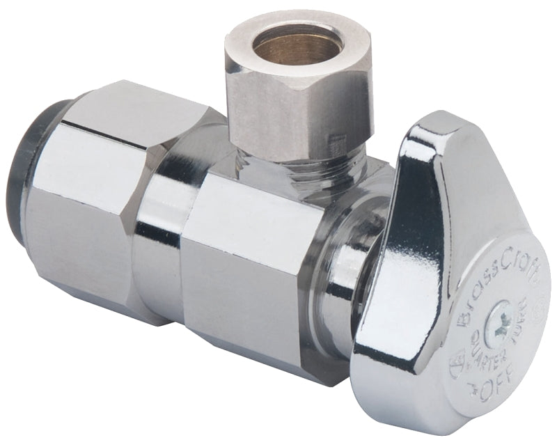 BrassCraft G2PS19X CD Stop Valve, 1/2 x 3/8 in Connection, Push-Connect x Compression, 125 psi, Brass Body, 2.46 in L