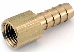 Anderson Metals 129F Series 757002-0604 Hose Adapter, 3/8 in, Barb, 1/4 in, FPT, Brass, Pack of 5