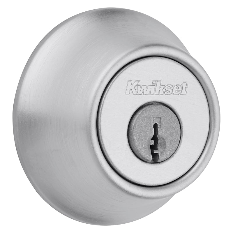 Kwikset 660 26DRCALRCSK3BX Deadbolt, Traditional, Satin Chrome, 2-3/8, 2-3/4 in Backset, 1-3/4 to 1-3/8 in Thick Door, Pack of 3