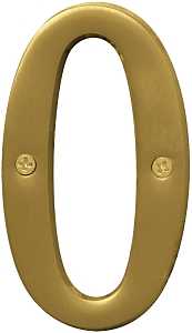 Hy-Ko BR-43BB, Prestige Series BR-43BB/0 House Number, Character: 0, 4 in H Character, Brass, Pack of 3