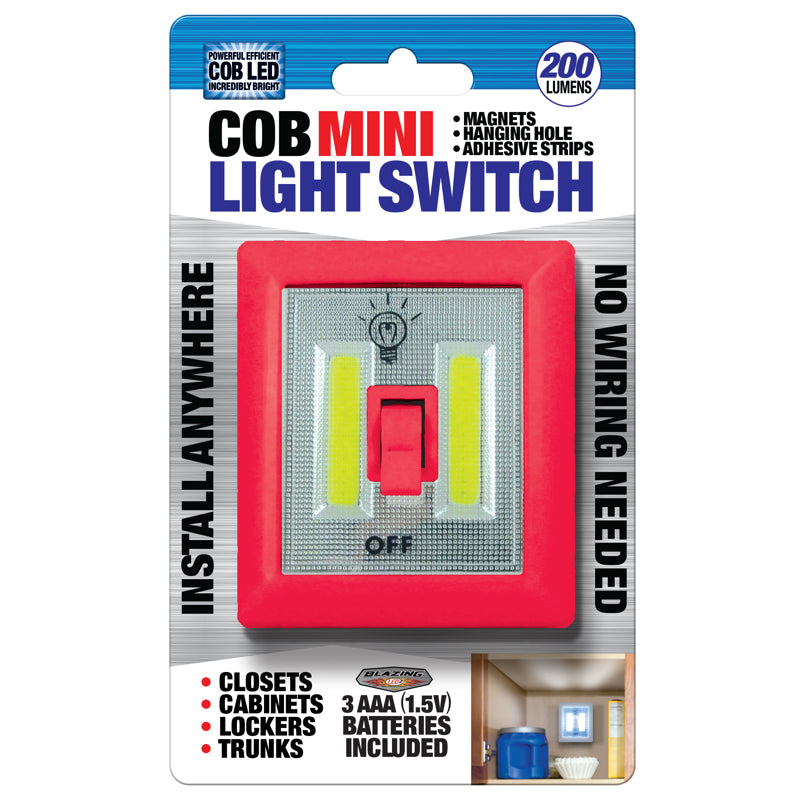 Blazing LEDz COB Mini Manual Battery Powered LED Light Switch, Pack of 12
