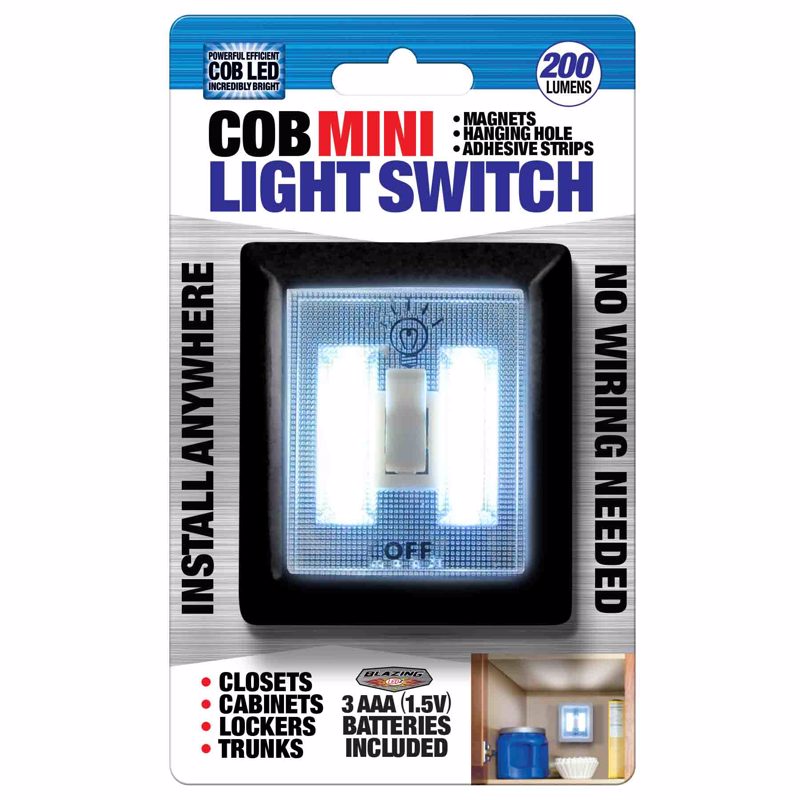 Blazing LEDz COB Mini Manual Battery Powered LED Light Switch, Pack of 12