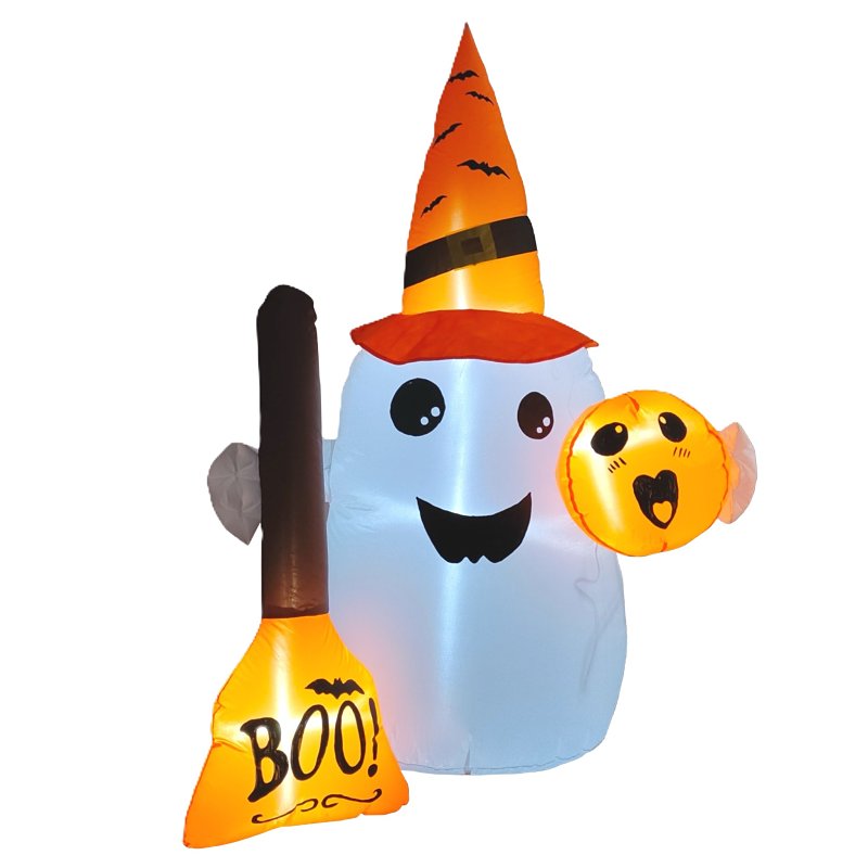 Santas Forest 94004 Inflatable Ghost Decor, 4.7 ft H, Polyester, White, Internal Light, Indoor, Outdoor