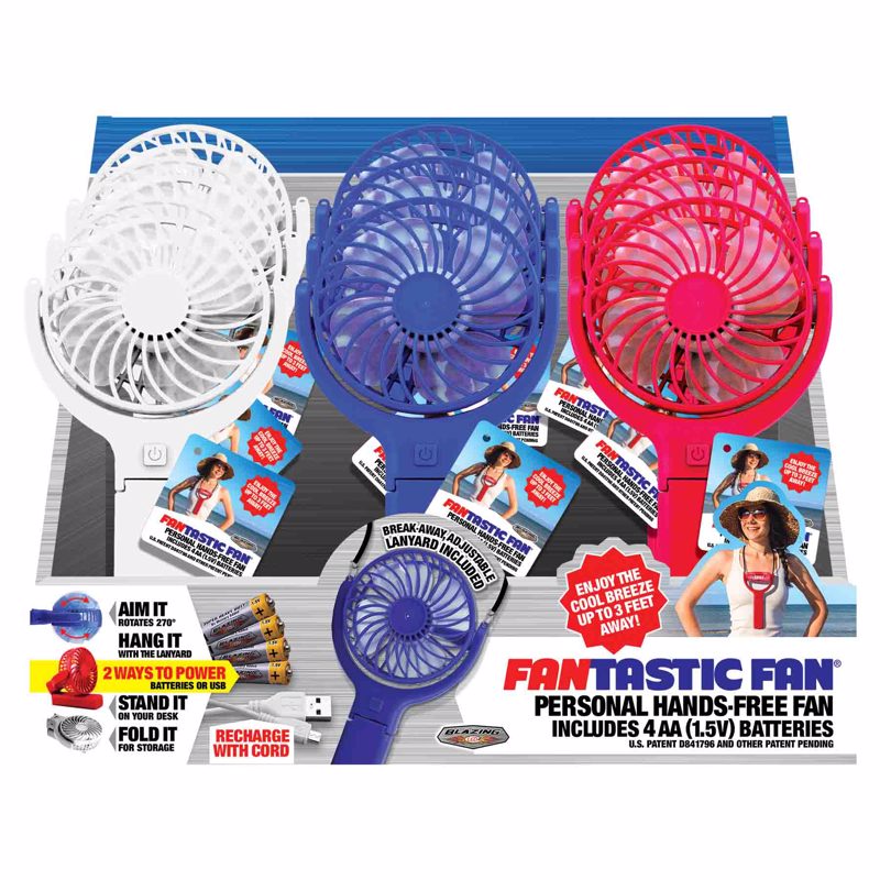 Blazing LEDz Fantastic Fan Hands Free Personal Fan Plastic 1 pk, Pack of 12