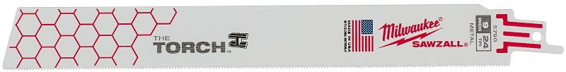 Milwaukee The Torch 48-00-5790 Reciprocating Saw Blade, 1 in W, 9 in L, 24 TPI, Bi-Metal Cutting Edge