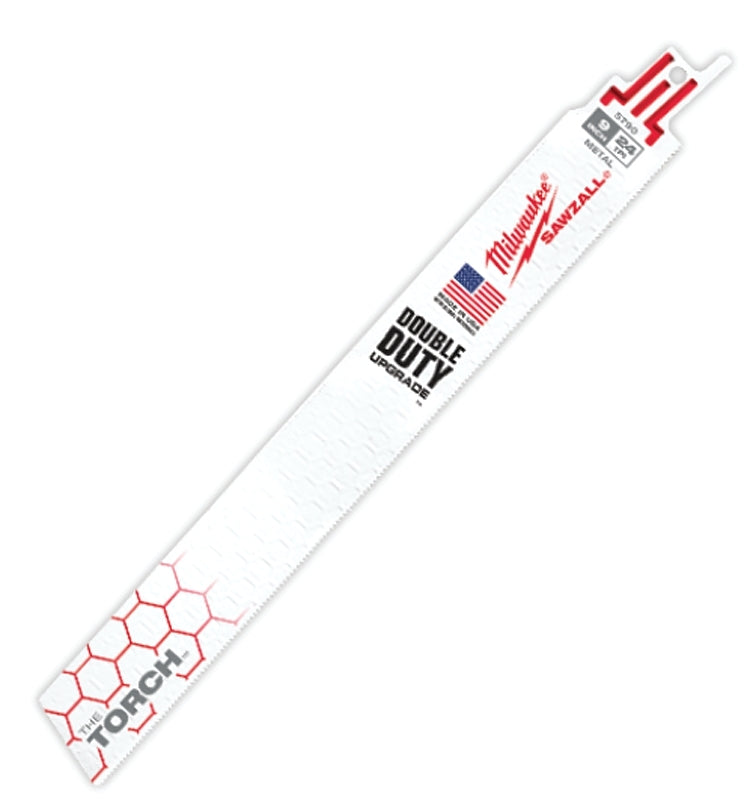 Milwaukee The Torch 48-00-5791 Reciprocating Saw Blade, 1 in W, 12 in L, 24 TPI, Bi-Metal Cutting Edge