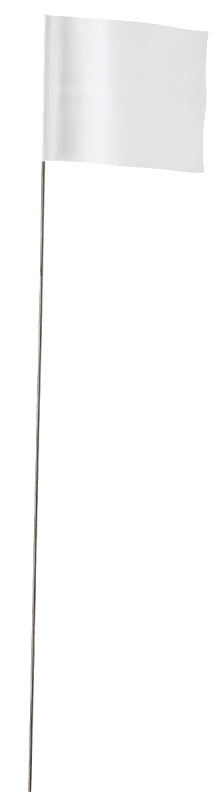 Empire 78006 Stake Flag, White, Solid Pattern, 2-1/2 in W Flag, 3-1/2 in H Flag, 24 in OAH, Plastic Flag