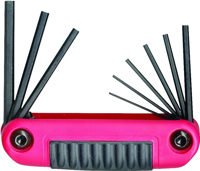 Eklind Ergo-Fold 25912 Hex Key Set, 9-Piece, Alloy Steel, Black, Specifications: Ergonomic Handle