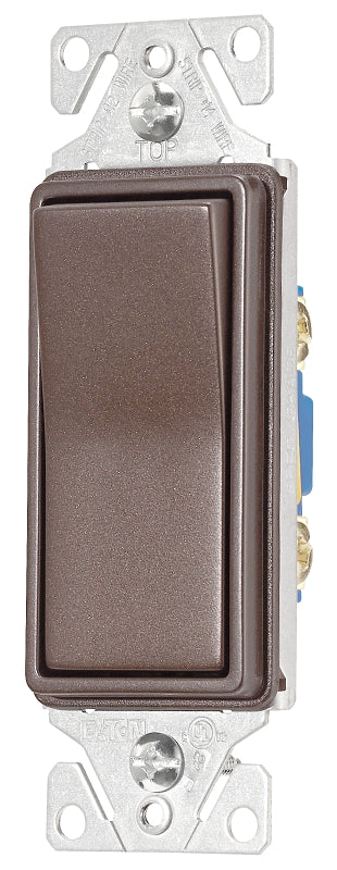 Eaton 7500 Series 7501RB-K-L Rocker Switch, 15 A, 120/277 V, SPST, Thermoplastic Housing Material, Oil-Rubbed Bronze