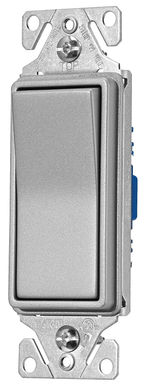 Eaton 7500 Series 7501SG-K-L Rocker Switch, 15 A, 120/277 V, SPST, Thermoplastic Housing Material, Silver Granite
