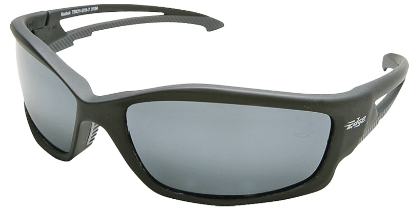 Edge TSK21-G15-7 Polarized Safety Glasses, Silver Lens, Matte Black Frame, Unisex, Polycarbonate Lens, Full Frame