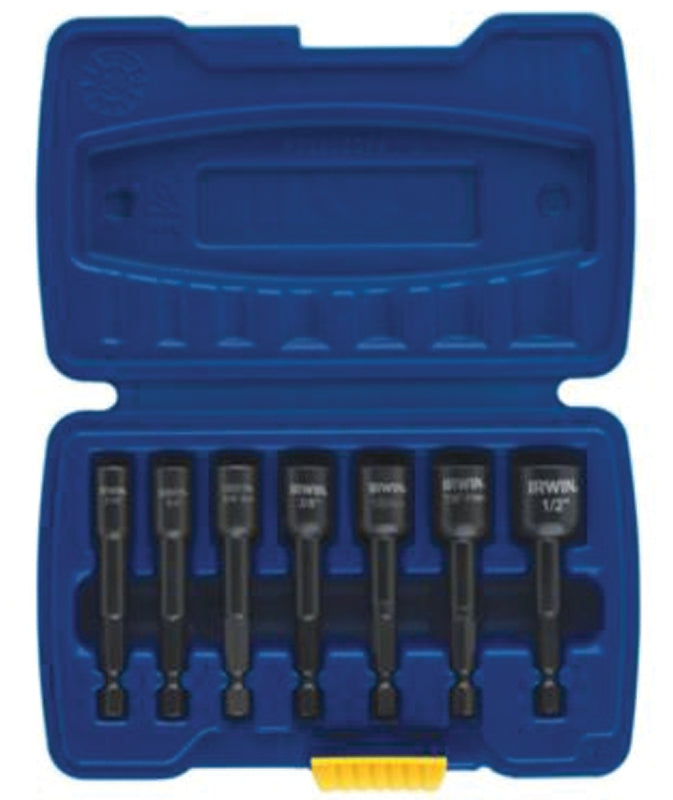 Irwin Hanson POWER-GRIP 394100 Bolt Extractor Set, 7-Piece, HCS, Black Oxide, Specifications: Reverse Spiral Flute