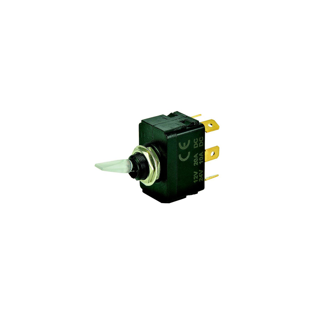 BEP 1001907 Illuminated Toggle Switch, On-Off-On, SPDT, 1/4″ Blade Terminals, Illuminated Red