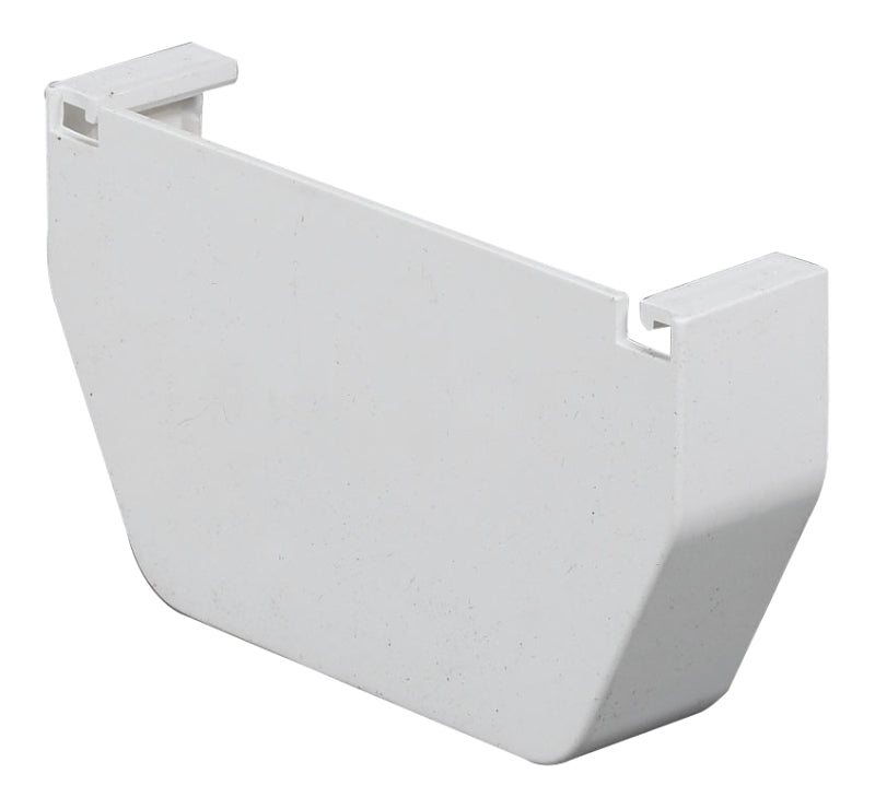 Amerimax T0511 Gutter End Cap, 5 in L, 4-3/4 in W, Vinyl, White, For: 5 in Contemporary-Style Gutters
