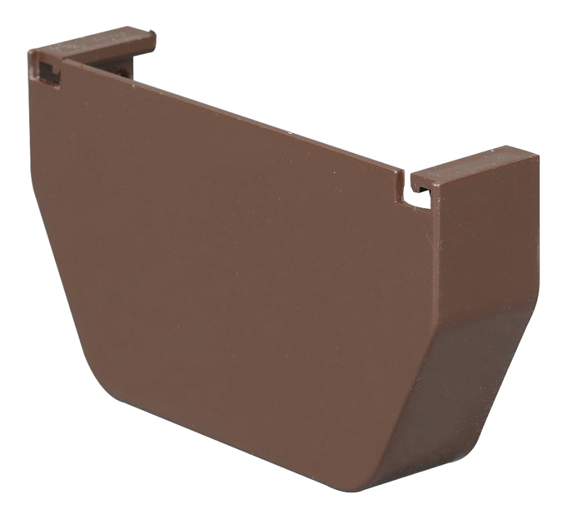 Amerimax T1511 Gutter End Cap, 5 in L, 4-3/4 in W, Vinyl, Brown, For: 5 in Contemporary-Style Gutters