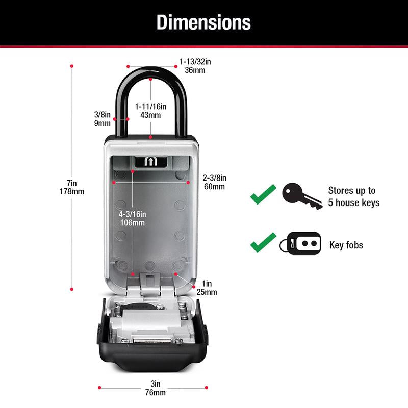 Master Lock 2.88 in. W Metal 4-Digit Combination Lock Box