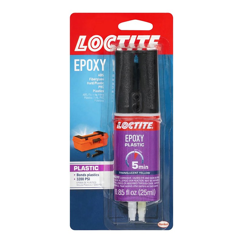 Loctite 1360788 2-Part Epoxy Plastic Bonder, Clear, Liquid, 25 mL Syringe