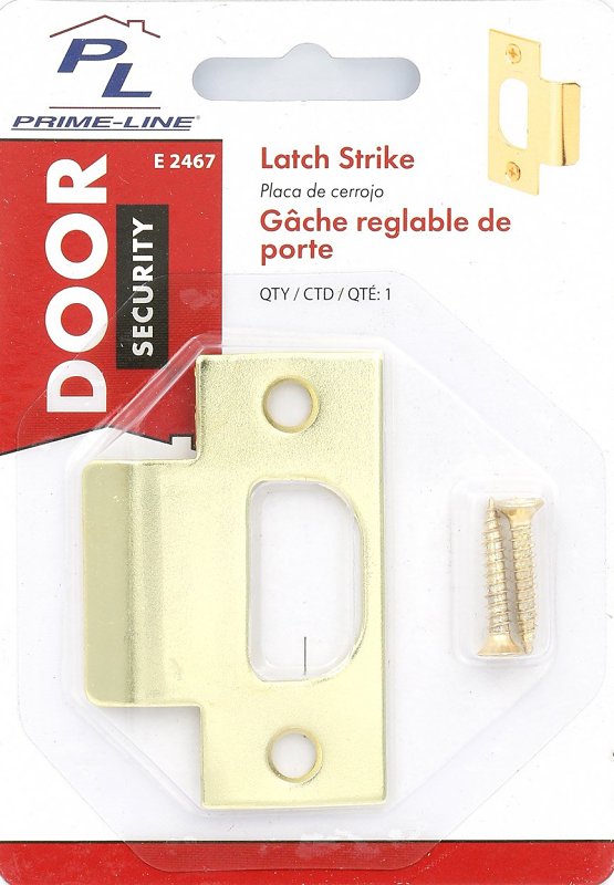 Defender Security E 2467 T-Strike Plate, 2-3/4 in L, 1-1/8 in W, Steel, Brass