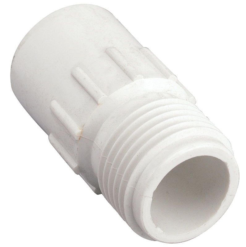 Orbit 53361 Hose-To-Pipe Adapter, 3/4 x 3/4 in, Slip Joint x MHT, PVC, White