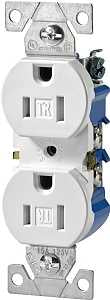 Eaton Wiring Devices TR270W-BOX Duplex Receptacle, PVC, White, 2-Pole, 3-Wire, 125 V, Push-in, Side Wiring, NEMA: 5-15R