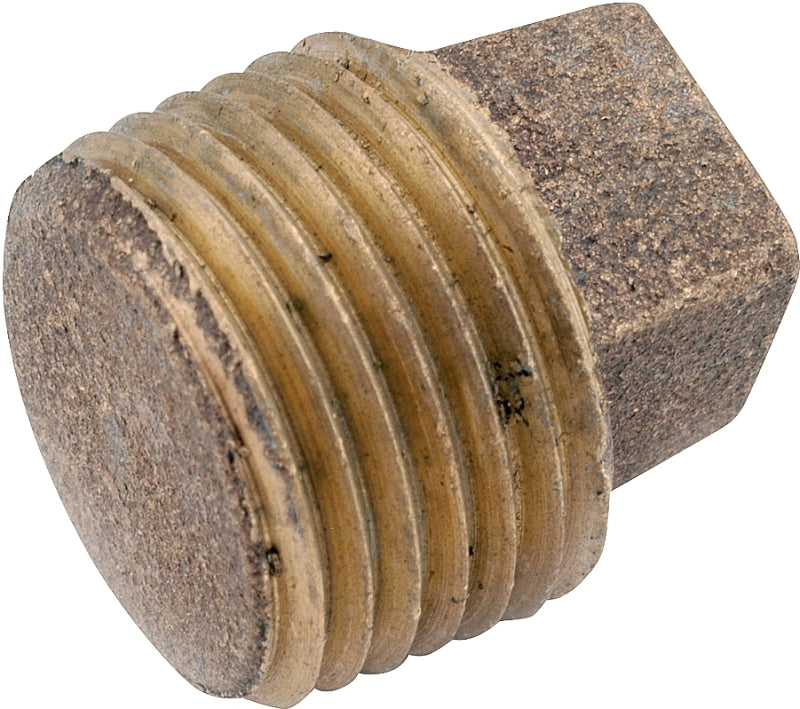 Anderson Metals 738114-04 Solid Pipe Plug, 1/4 in, MPT, Square Head, Brass