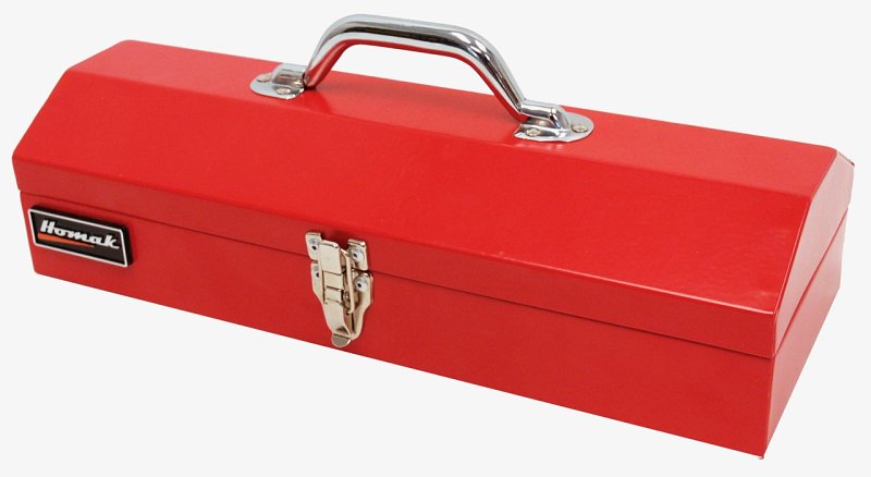 Homak RD00116616 Hand Carry Tool Box, Steel, Red, 4 in H x 16 in W x 6 in D Outside, 1-Compartment