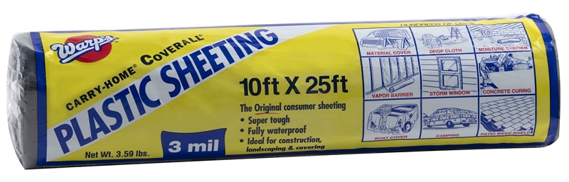 Carry-Home SP-3CH10-B Poly Film, 25 ft L, 10 ft W, 3 mil Thick, Black