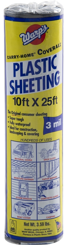 Carry-Home SP-3CH10-B Poly Film, 25 ft L, 10 ft W, 3 mil Thick, Black